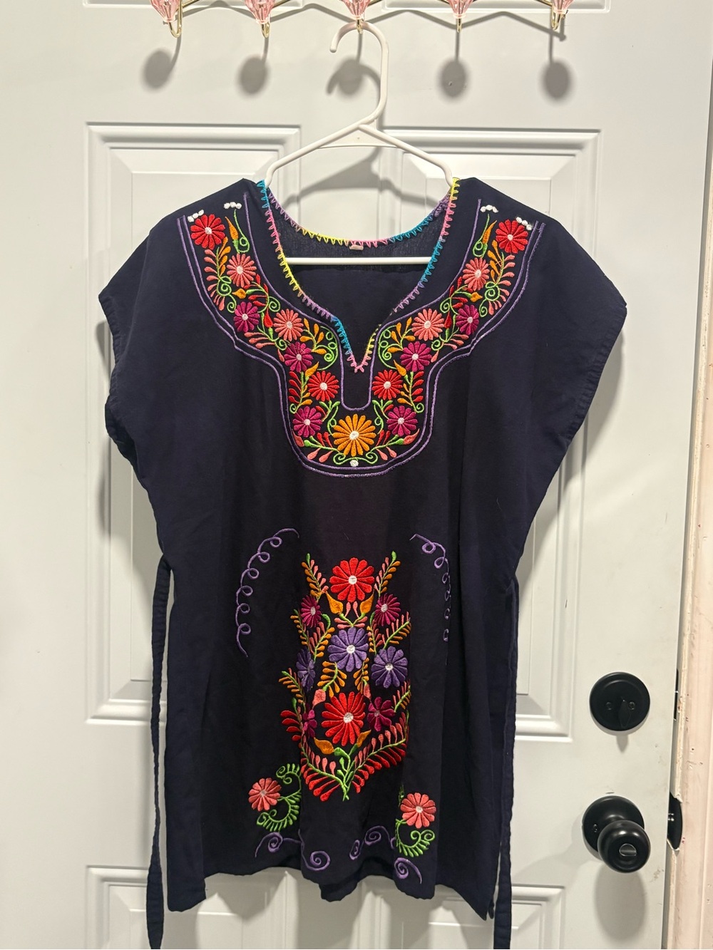 Embroidered Floral Navy Women’s Tunic Top